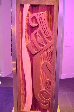 Bear side of Interactive Language Light Pillar by Francis Dick of the Kwakwaka'wakw